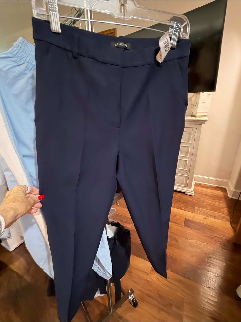 St. John Navy Straight-Leg Tailored Trousers